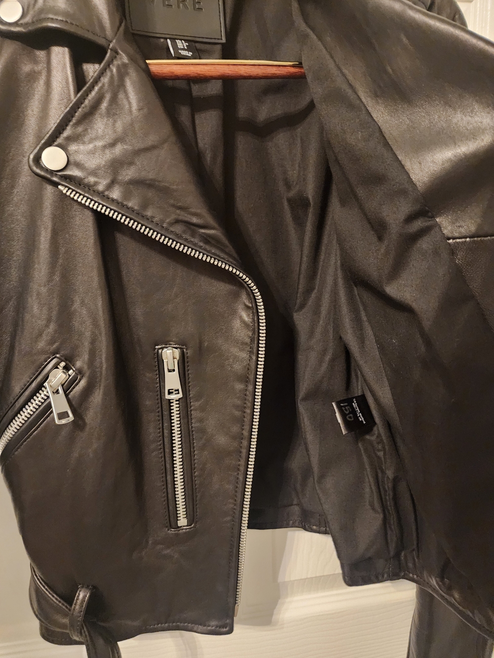 Belle Vere Black Leather Biker Moto Jacket Like New Women's Size Small - Picture 9 of 12